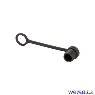 Black plastic dust cap with rubber strap to seal unused connectors for NMEA2000 protection
