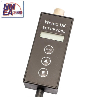 Wema UK NMEA2000 setup tool featuring a digital display and three control buttons