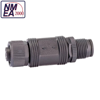 Cylindrical gray plastic connector for certified NMEA2000 terminators in NMEA2000 networks