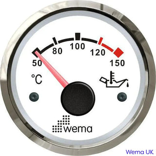 Wema Oil Temperature Gauge with circular scale from 50°C to 150°C for engine oil temperature