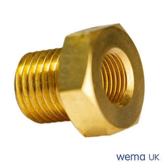 Brass hexagonal adapter fitting for Wema temperature senders and pressure applications