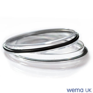 Clear glass lid with black rubber seal for Replacement Gauge Lens in 52mm diameter gauges