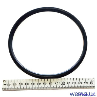 Black rubber Nitrile O-ring next to a ruler showing Replacement Nitrile O’rings