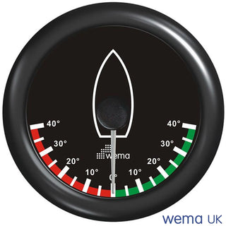 Rudder Indicator Gauge ROD-5 with circular heel angle indicator and red green markings