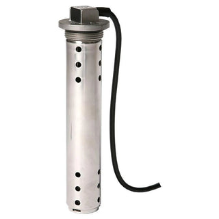 Cylindrical metal S3H Holding Tank Sender with holes and black cord for reliable monitoring