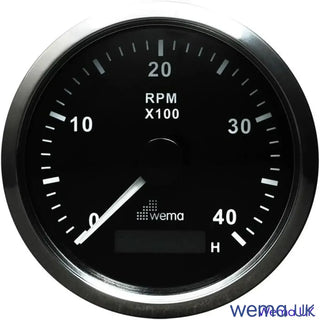 Circular Wema Tachometer gauge displaying engine RPM up to 4000 with LCD hour meter
