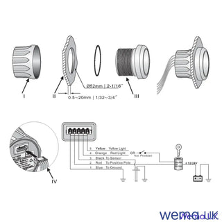 Technical diagram of a bicycle dynamo lighting system for Wema Trim Tab Position Gauge