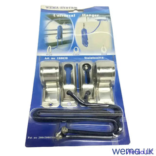 Hardware kit of metal brackets, hooks, and fasteners for Universal Rope Hanger for Boats