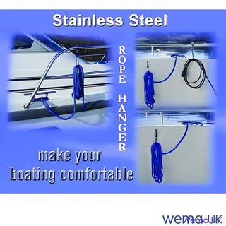 Stainless Steel Universal Rope Hanger for Boats with Blue Handles