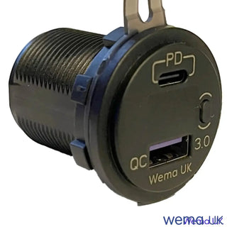 Panel mount USB with PD and QC 3.0, Wema USB Charging and Voltmeter features
