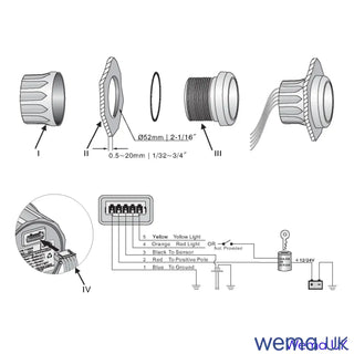 Technical diagram of bicycle dynamo lighting system with water temperature gauge components